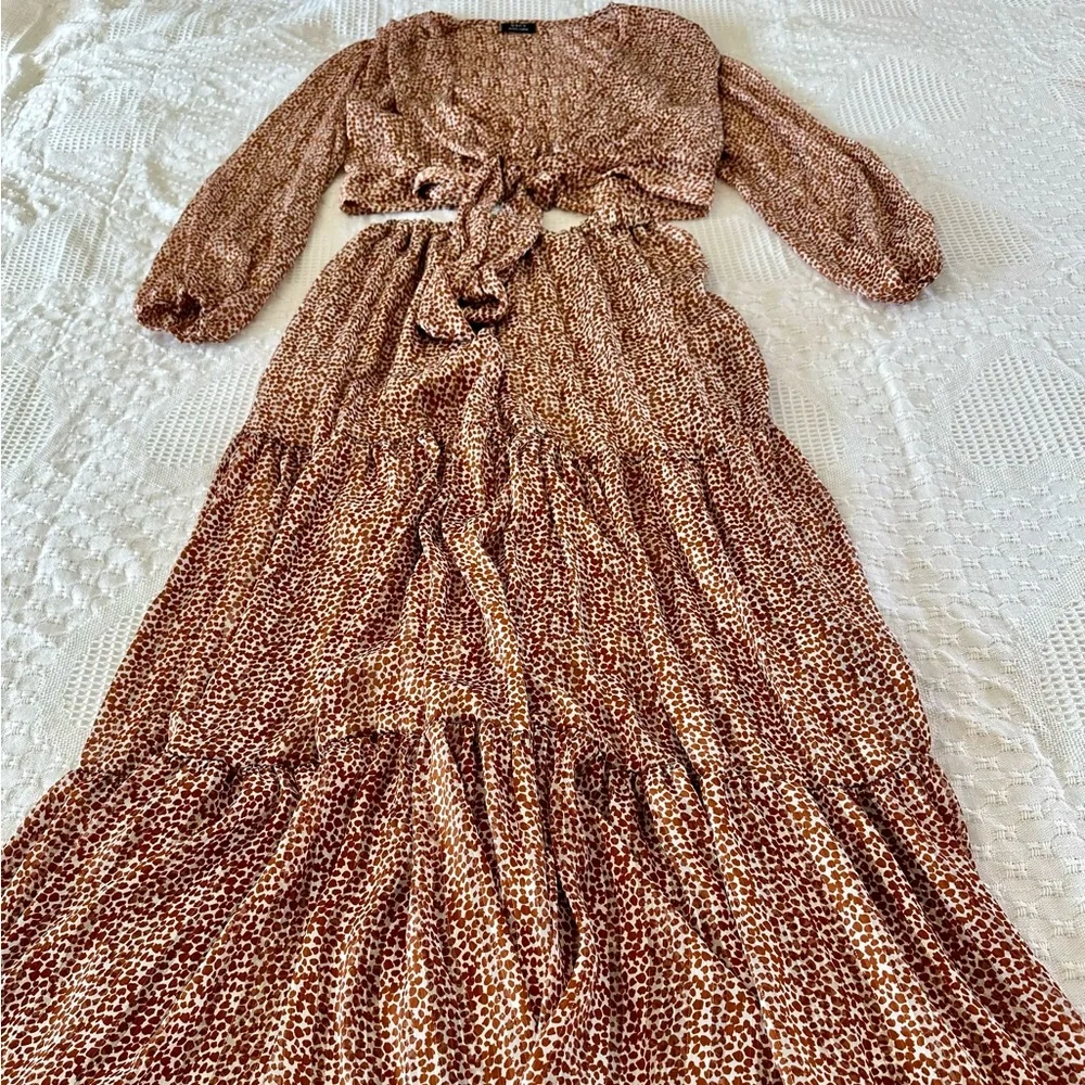 Boho Cottage Core Crop Blouse & Maxi Skirt | XL | VICI Collection Matching Set - Picture 6 of 9